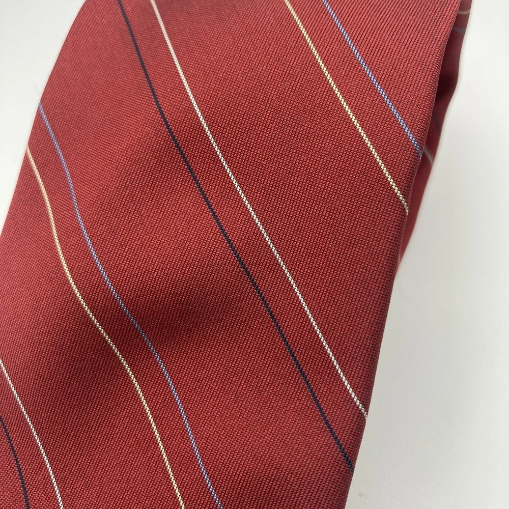 Hennessy Couture Paris New York‎ Necktie Red  Stripe Preppy Polyester Silk